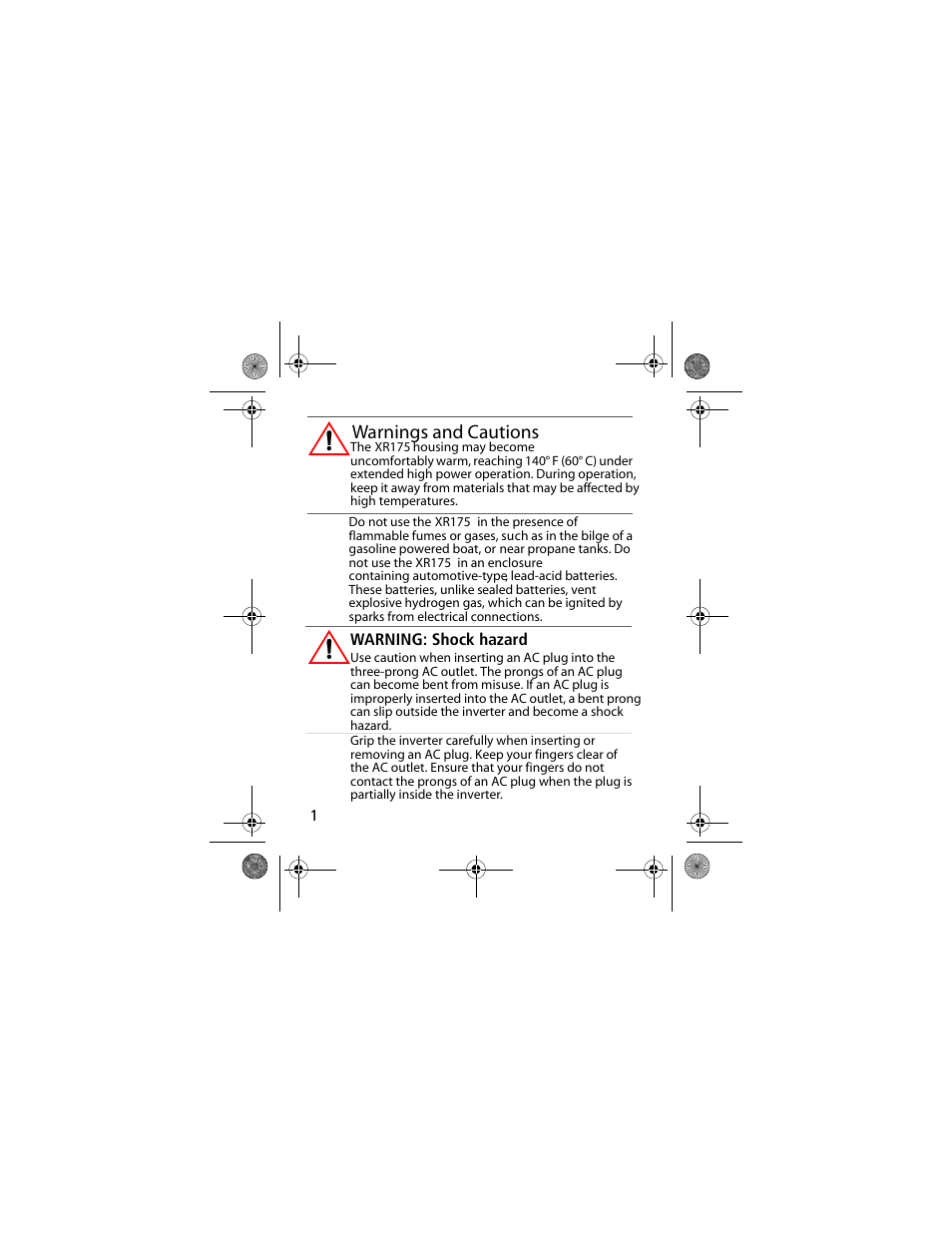 Warnings and cautions | Power Bright XR175-12 User Manual | Page 3 / 23