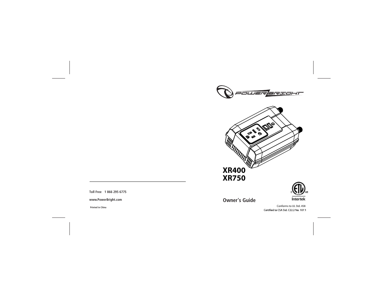 Power Bright XR750-12 User Manual | 23 pages