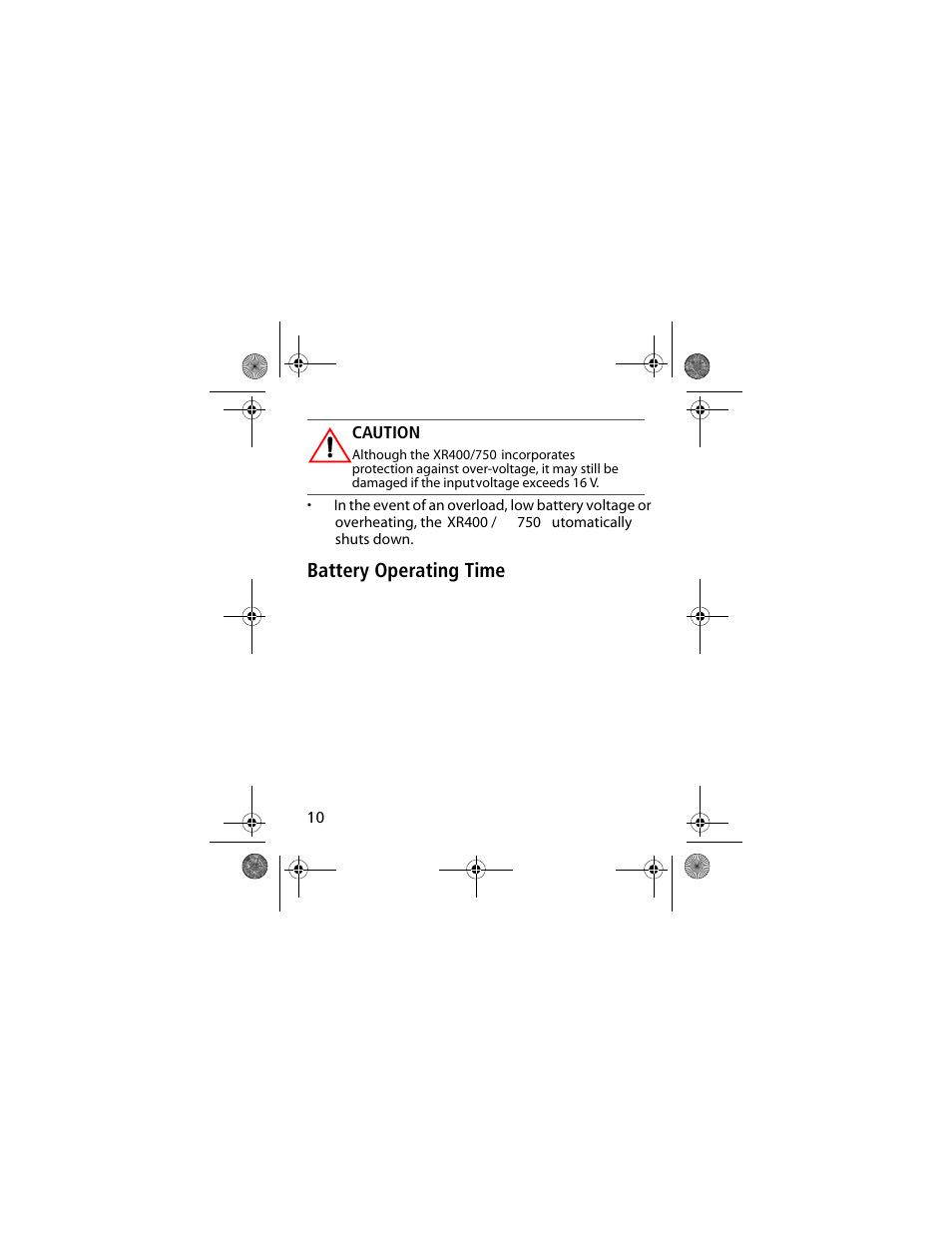 Battery operating time | Power Bright XR750-12 User Manual | Page 12 / 23