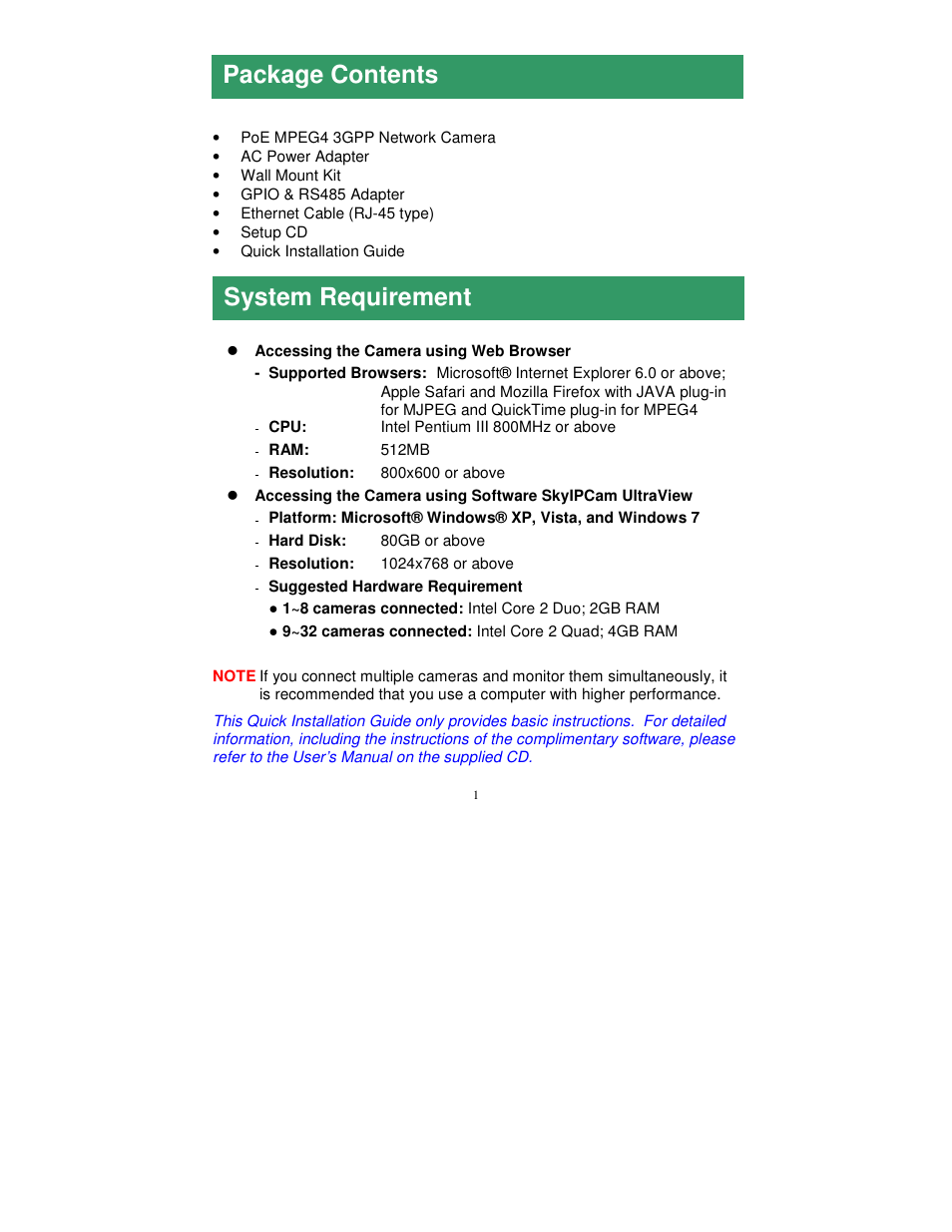 System requirement, Package contents | Airlink101 AIC1620POE User Manual | Page 2 / 16