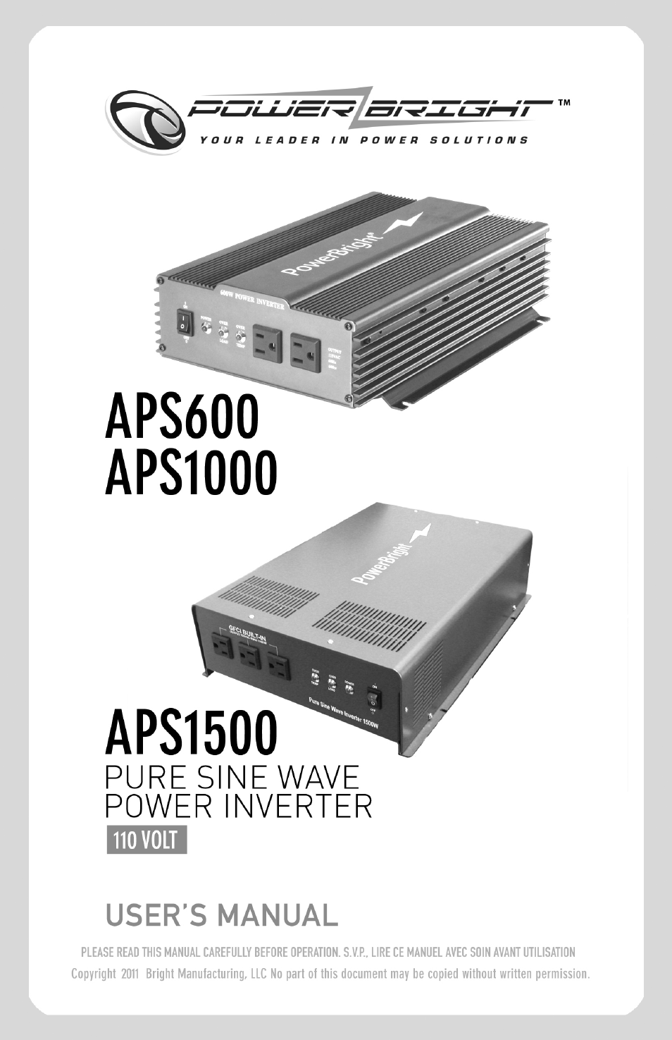 Power Bright APS1500 User Manual | 8 pages