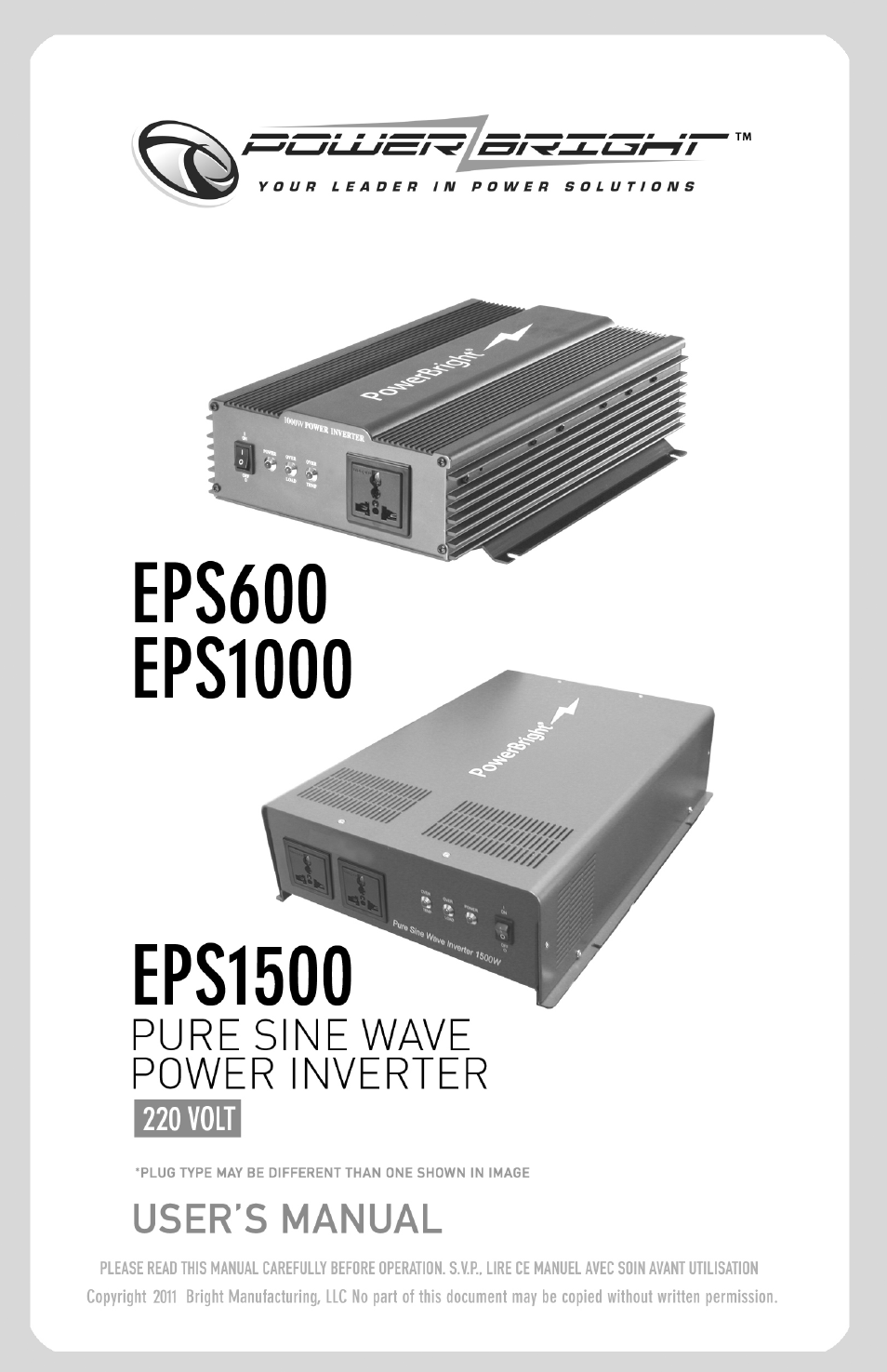 Power Bright EPS1500 User Manual | 8 pages