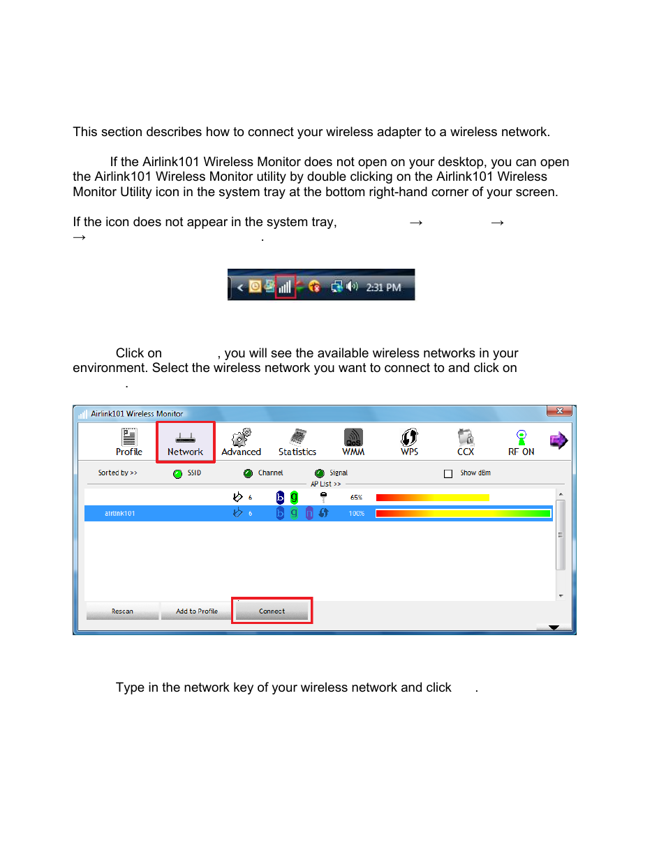 Connect to wireless network | Airlink101 AWLH6075 User Manual | Page 9 / 28