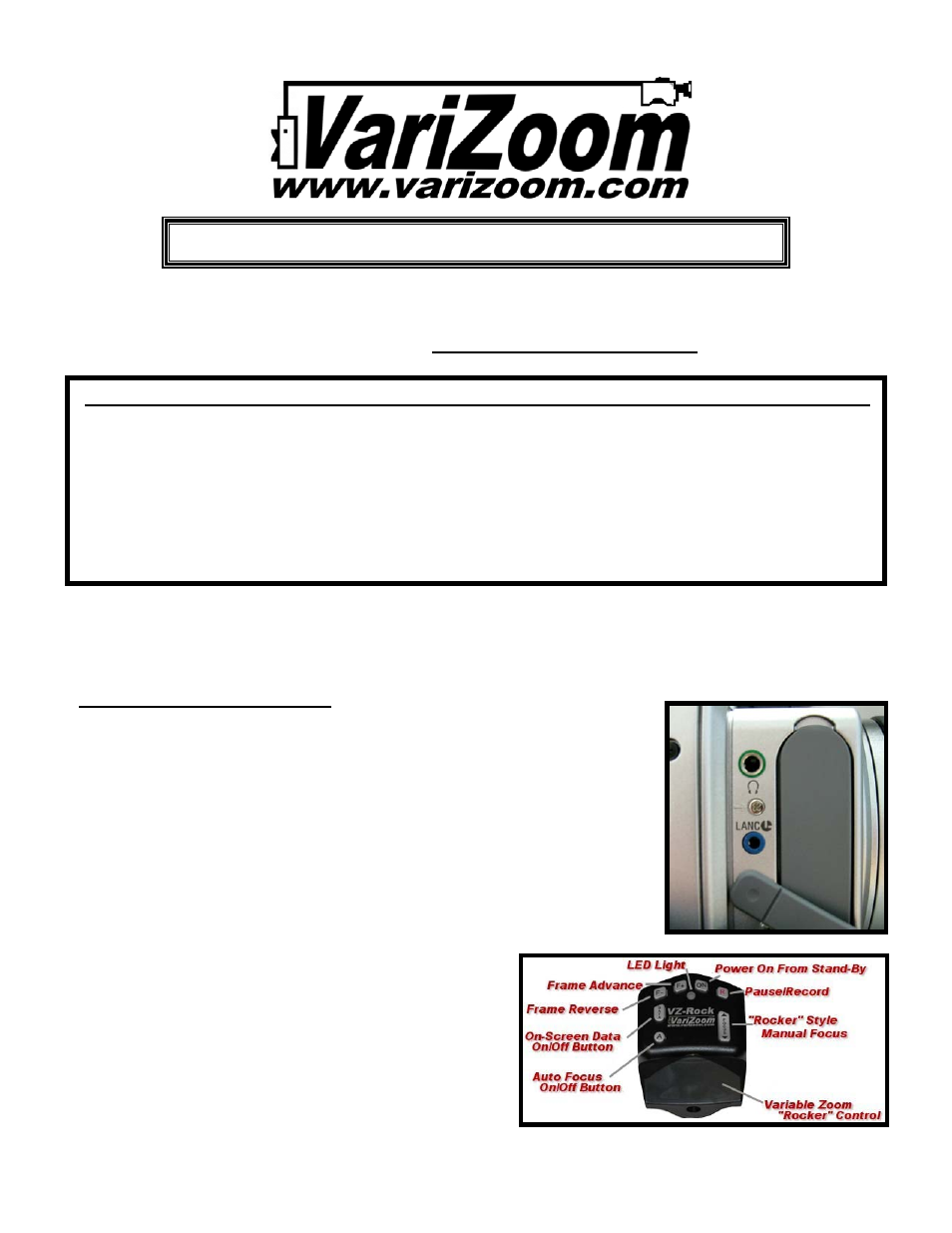 VariZoom VZCS1LK-DUAL User Manual | 2 pages