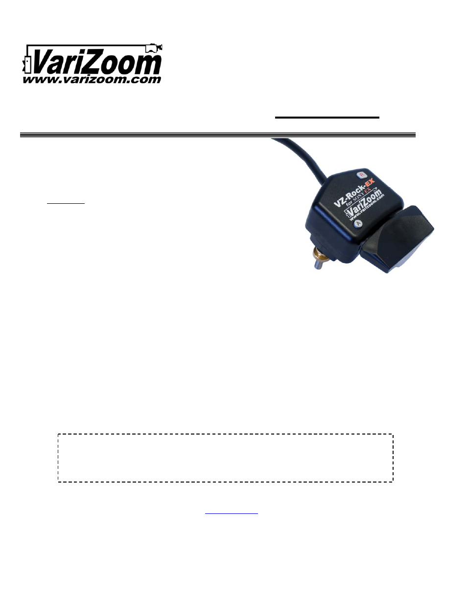 VariZoom VZSROCKEX-R User Manual | 1 page