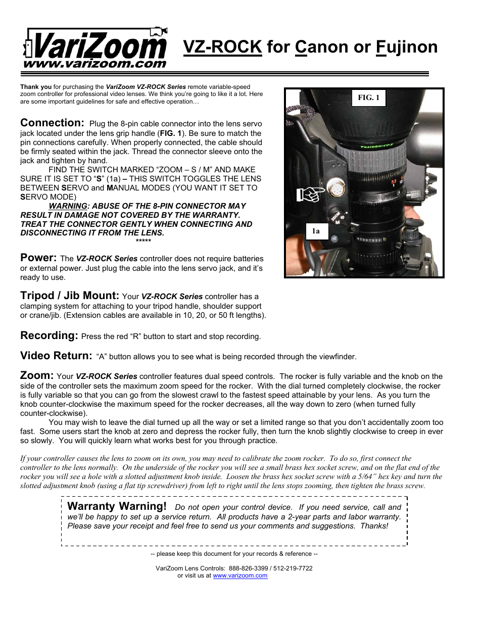 VariZoom VZROCKC User Manual | 1 page