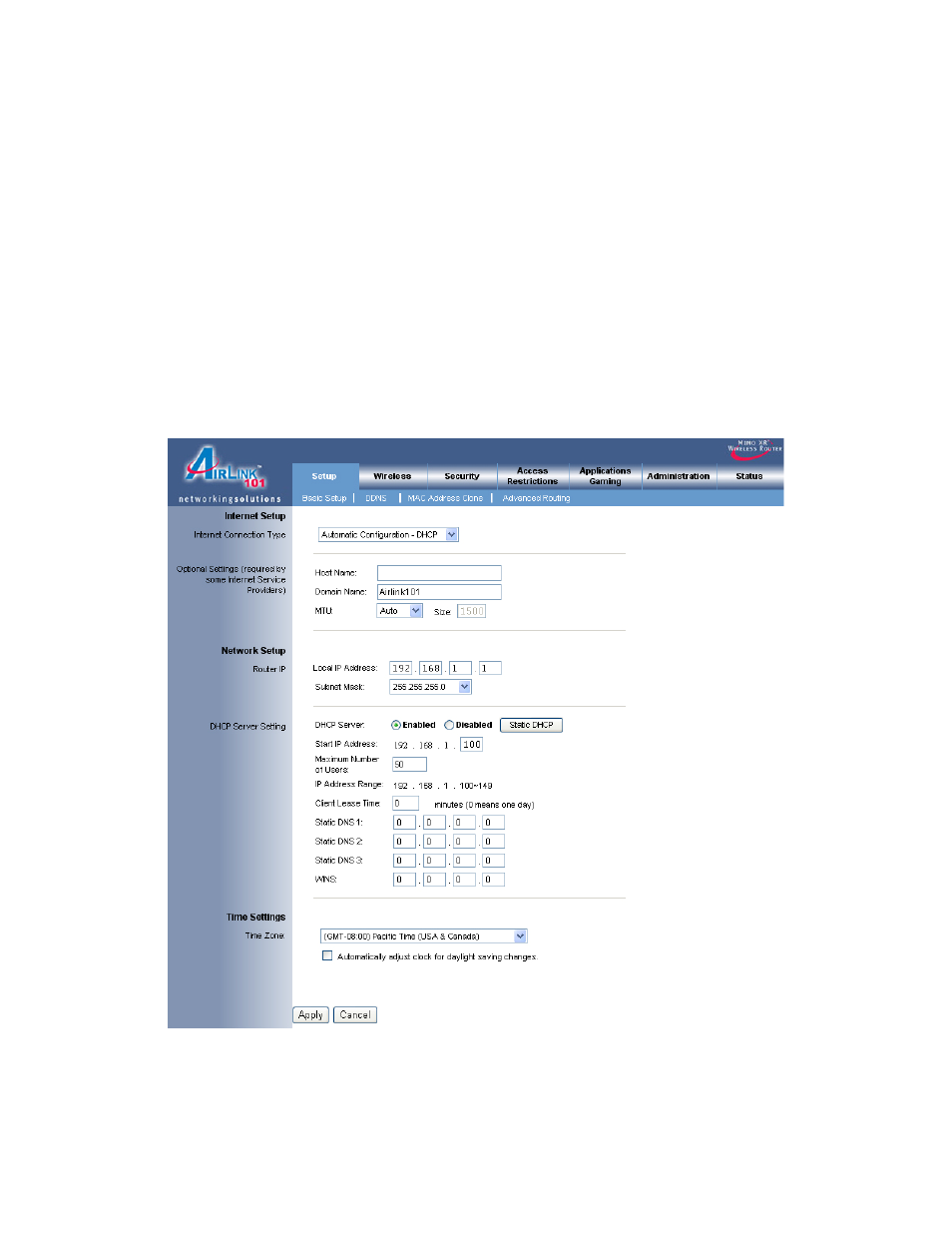 Web configuration utility | Airlink101 AR525W User Manual | Page 12 / 42