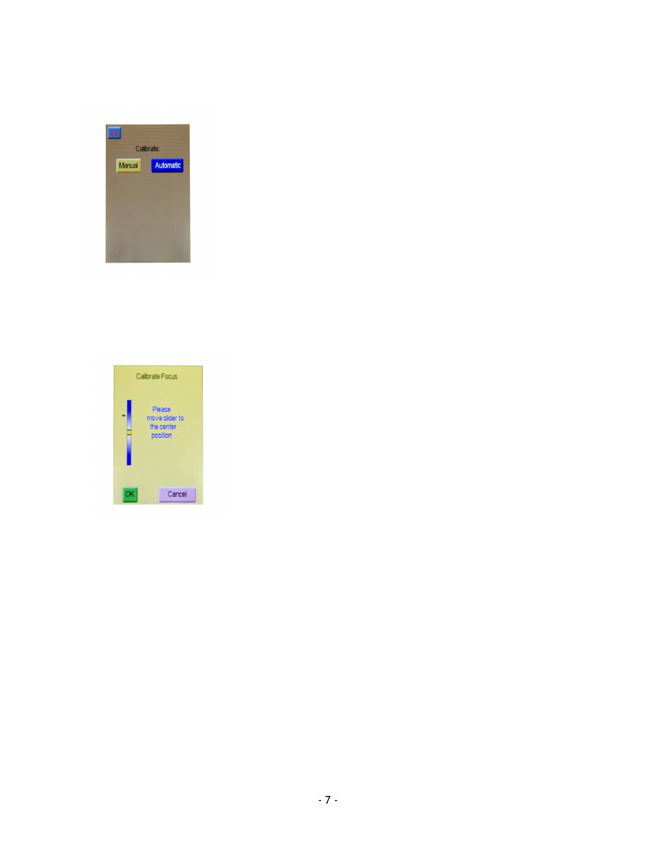 Calibrate menu | VariZoom VZTOC-F1 User Manual | Page 7 / 10