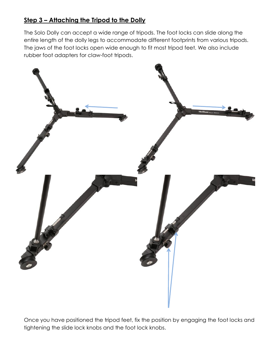 VariZoom SOLO SLIDER DOLLY KIT User Manual | Page 3 / 5