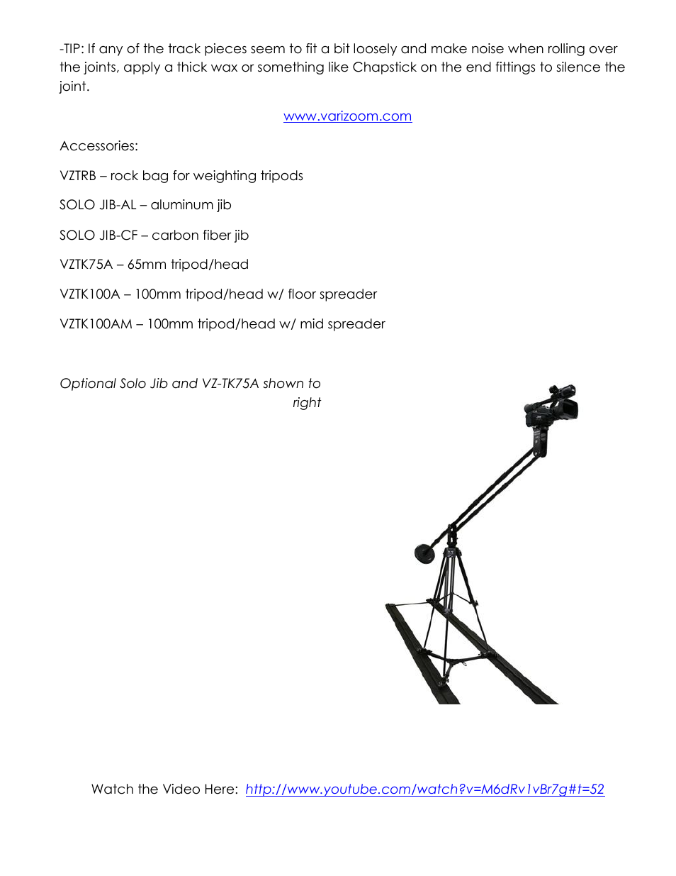 VariZoom SOLO SLIDER DOLLY KIT User Manual | Page 5 / 5