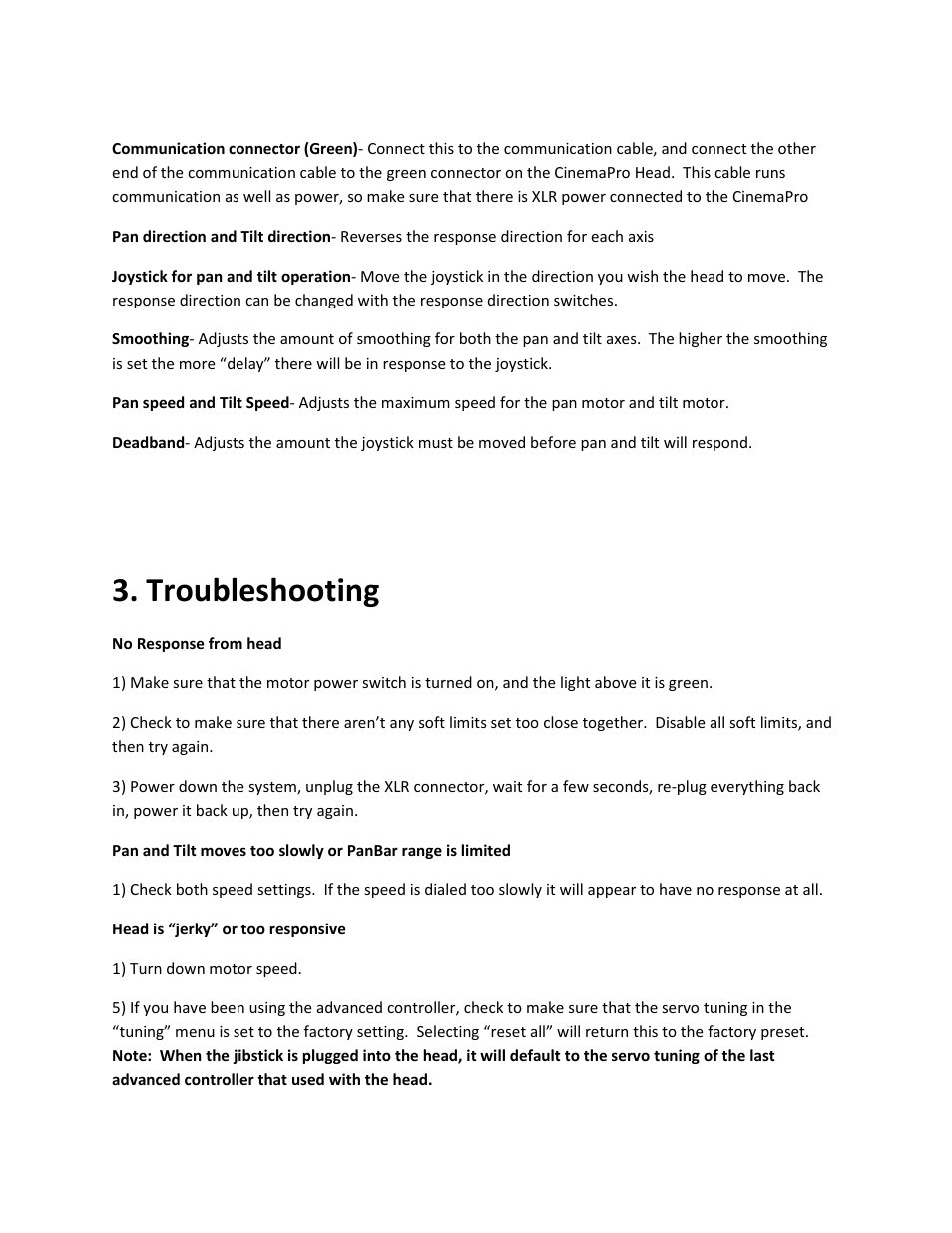 Troubleshooting | VariZoom VZCINEMAPRO-JR-K5 User Manual | Page 7 / 16