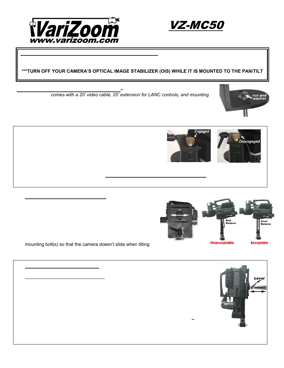 Vz-mc50 | VariZoom VZCS5LK User Manual | Page 2 / 5