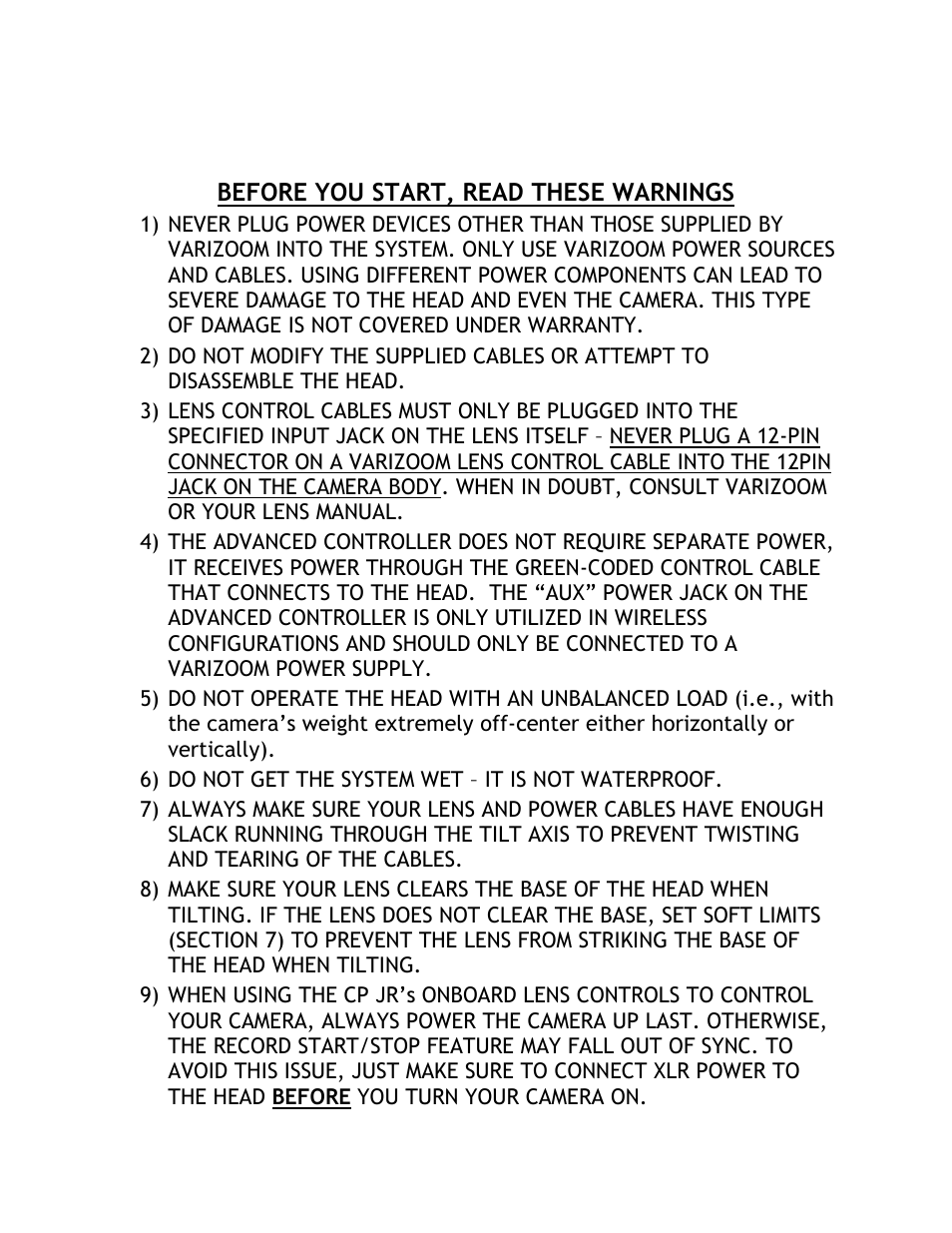 VariZoom VZCINEMAPRO-K5 User Manual | Page 2 / 17