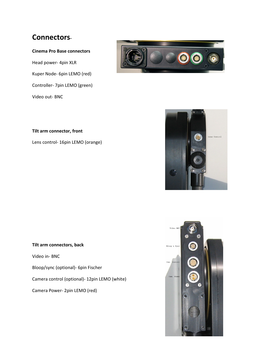 Connectors | VariZoom VZCINEMAPRO-K4 User Manual | Page 12 / 19