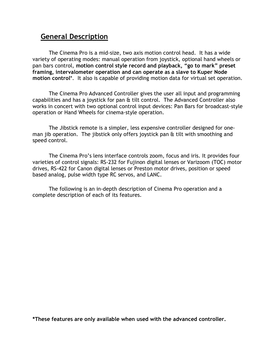 General description | VariZoom VZCINEMAPRO-K4 User Manual | Page 3 / 19