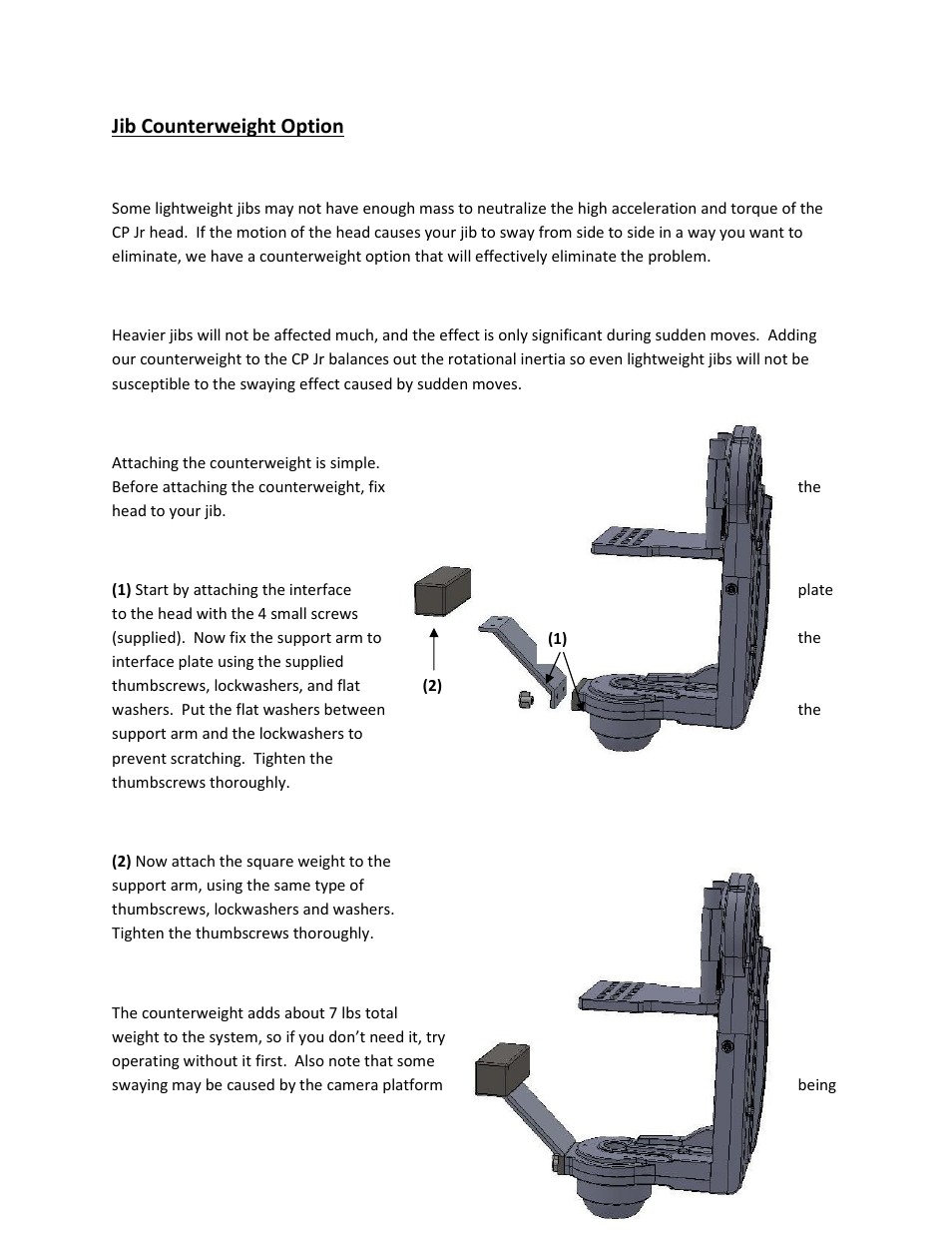 Jib counterweight option | VariZoom VZCINEMAPRO-JR-K4 User Manual | Page 12 / 18