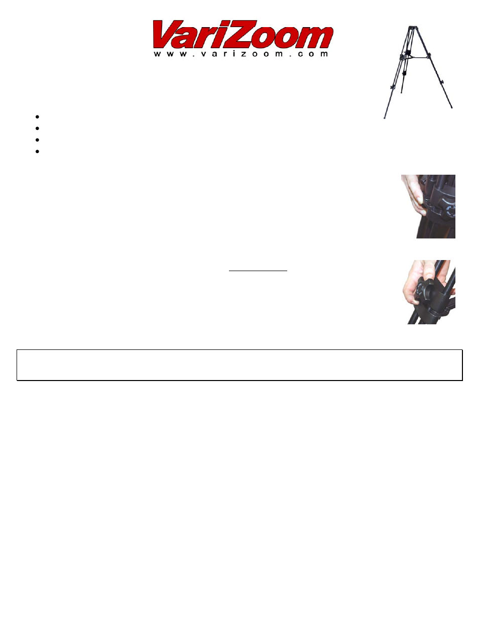 VariZoom VZT75A User Manual | 1 page
