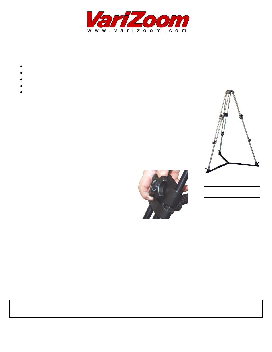 VariZoom VZT100A User Manual | 1 page