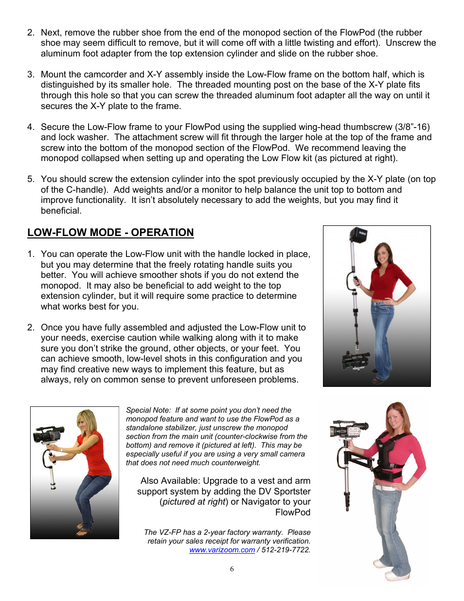 Low-flow mode - operation | VariZoom VZFP User Manual | Page 6 / 7