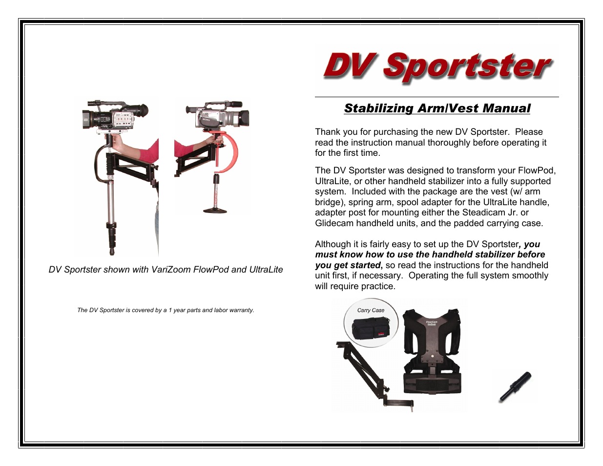 VariZoom VZDVSPORTSTER User Manual | 4 pages