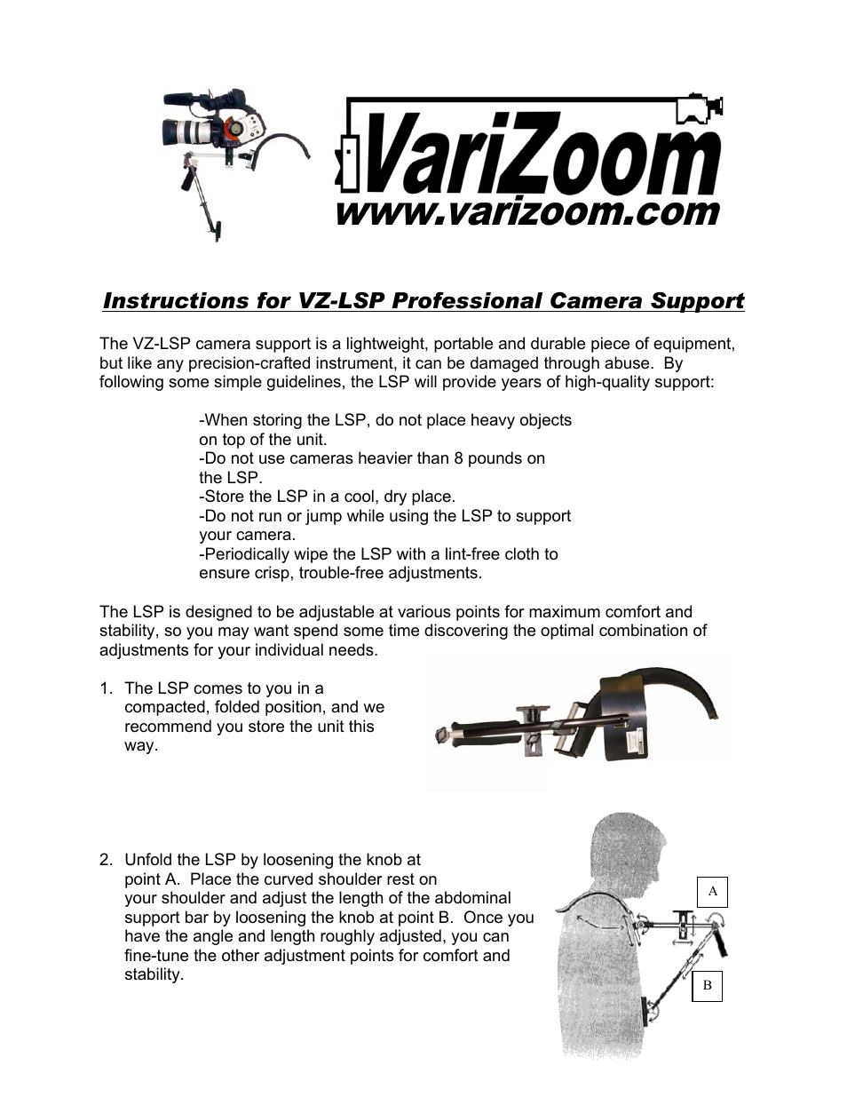 VariZoom VZLSP User Manual | 2 pages