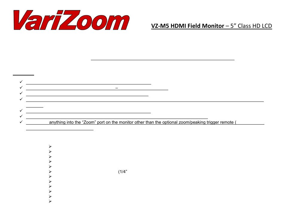 VariZoom VZM5 User Manual | 6 pages