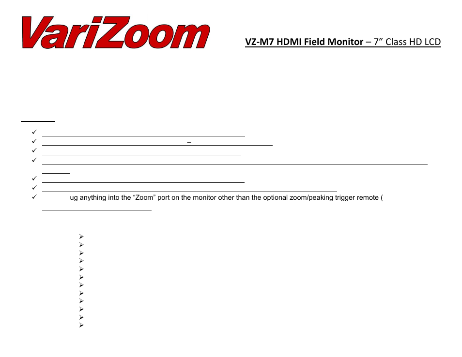 VariZoom VZM7 User Manual | 7 pages