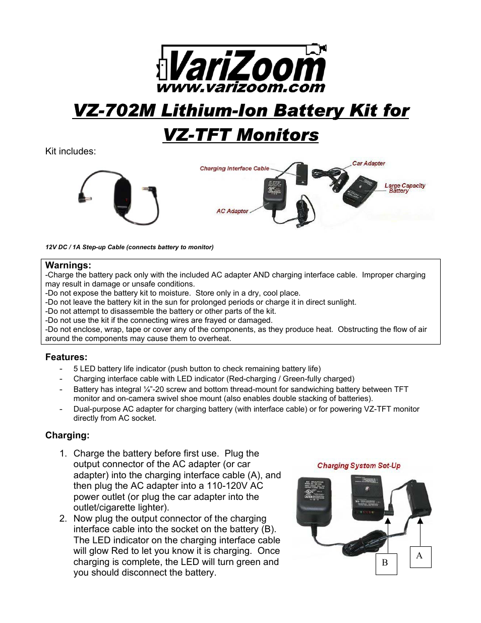 VariZoom VZ702M User Manual | 2 pages