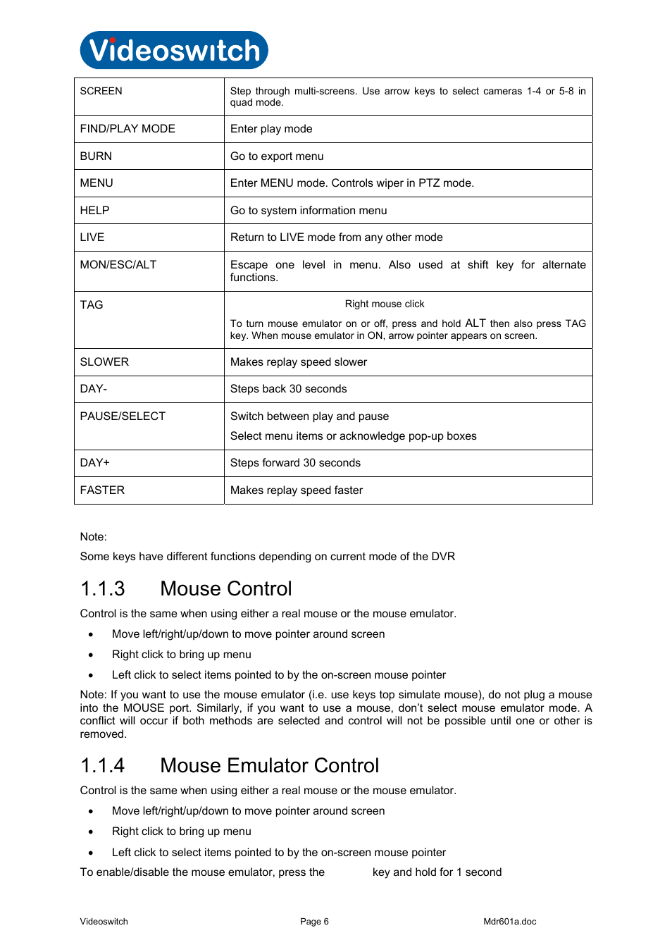 3 mouse control, 4 mouse emulator control, Mouse control | Mouse emulator control, Vi-r2000 series | Videoswitch Vi-R2000 Series User Manual | Page 10 / 34