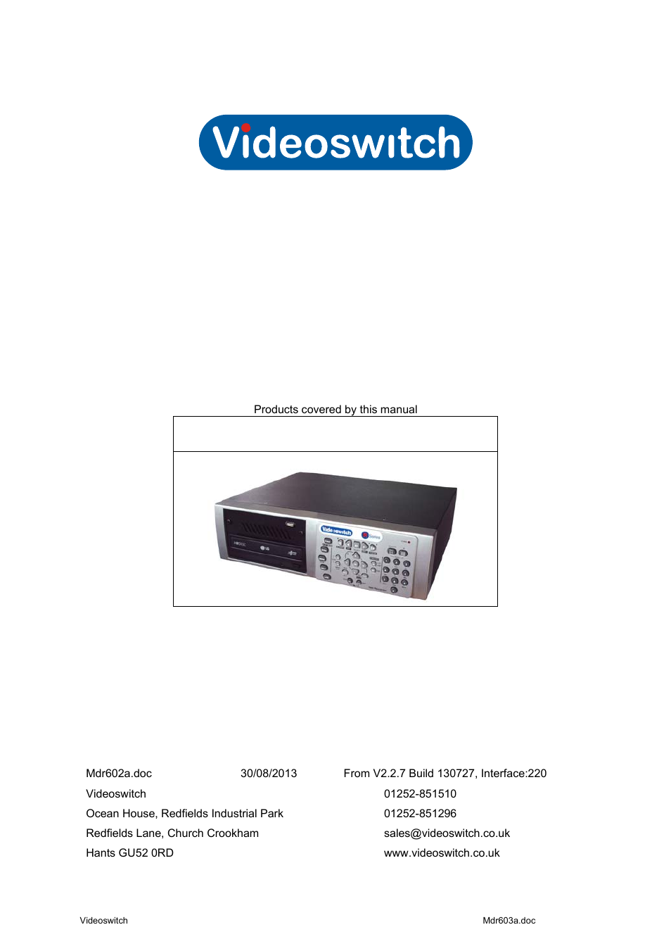 Videoswitch Vi-R3000 Series User Manual | 48 pages