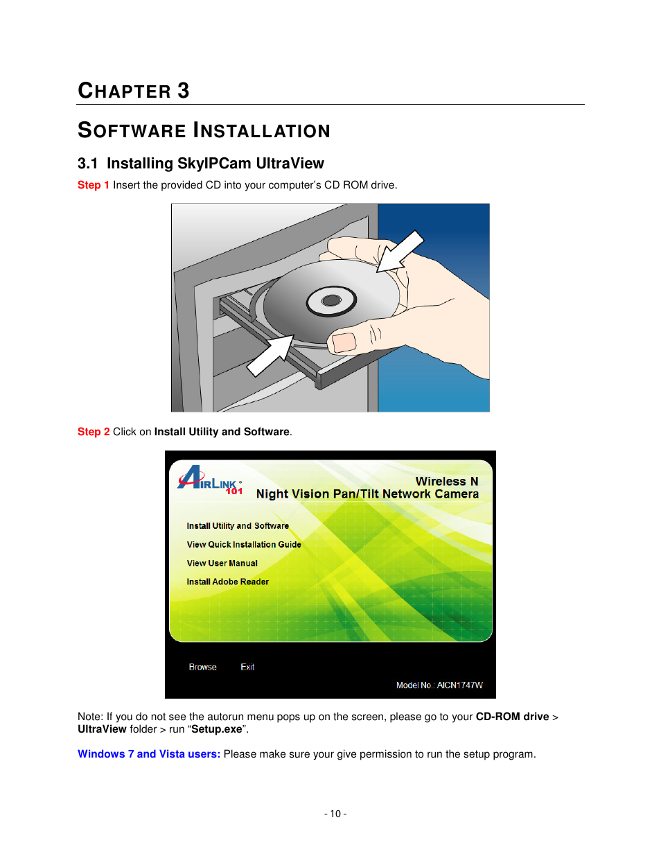 Hapter, Oftware, Nstallation | Airlink101 AICN1747W User Manual | Page 11 / 74