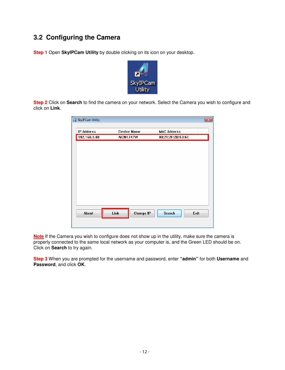 2 configuring the camera | Airlink101 AICN1747W User Manual | Page 13 / 74