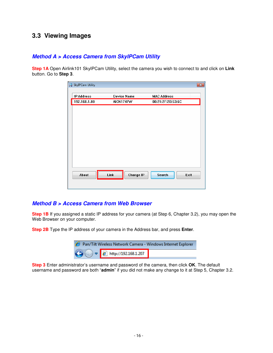 3 viewing images | Airlink101 AICN1747W User Manual | Page 17 / 74