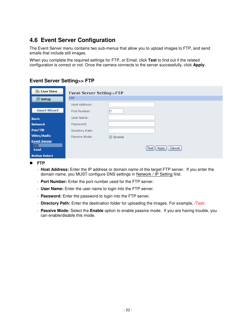 6 event server configuration | Airlink101 AICN1747W User Manual | Page 33 / 74