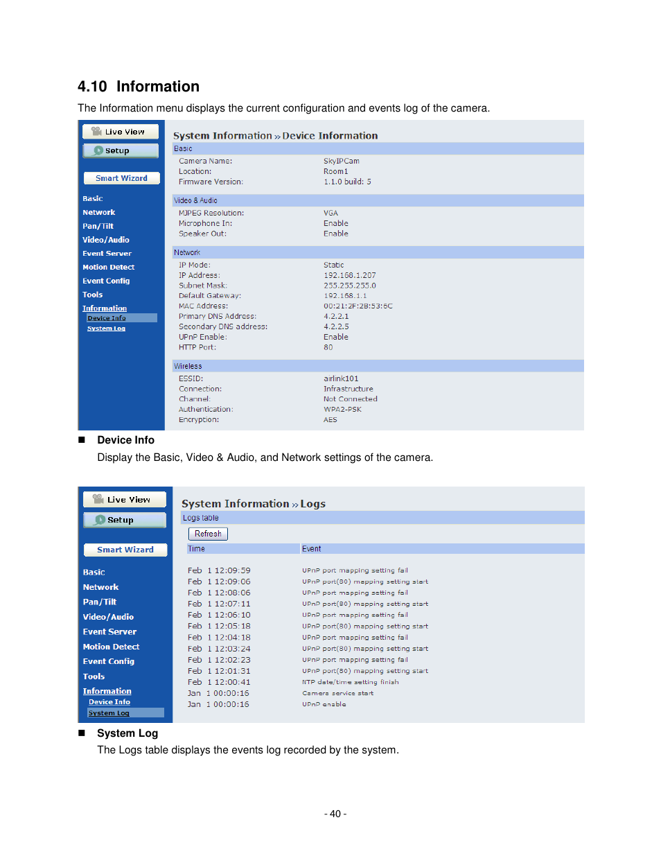 10 information | Airlink101 AICN1747W User Manual | Page 41 / 74
