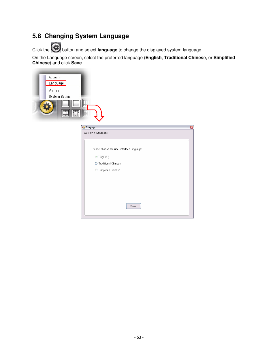 8 changing system language | Airlink101 AICN1747W User Manual | Page 64 / 74