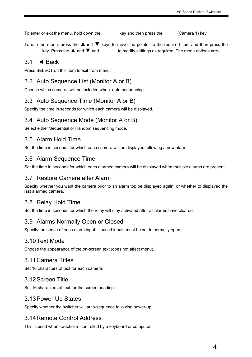 43 configuration menu | Videoswitch VS-200 User Manual | Page 5 / 7