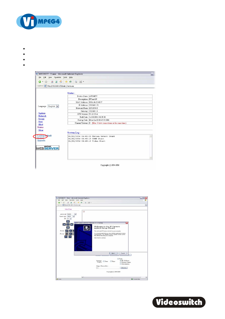 23 viewer software installation | Videoswitch Vi-MPEG4 User Manual | Page 4 / 8