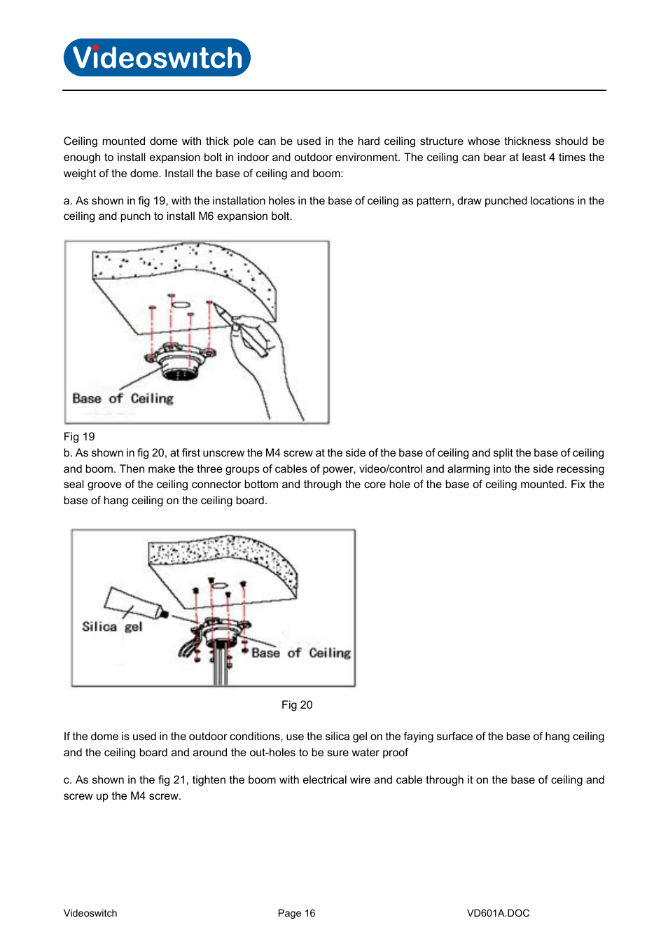 Vi-d5000 ir dome | Videoswitch CMOR Vi-D5000 Dome User Manual | Page 21 / 39