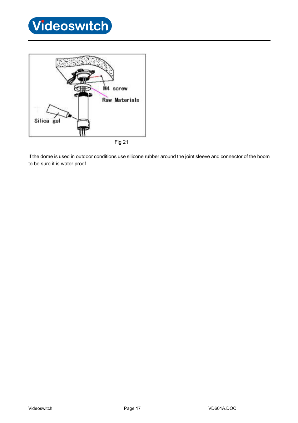 Vi-d5000 ir dome | Videoswitch CMOR Vi-D5000 Dome User Manual | Page 22 / 39