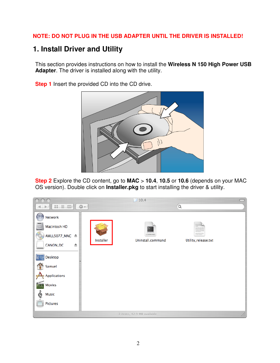 Install driver and utility | Airlink101 AWLL5166HP User Manual | Page 2 / 15