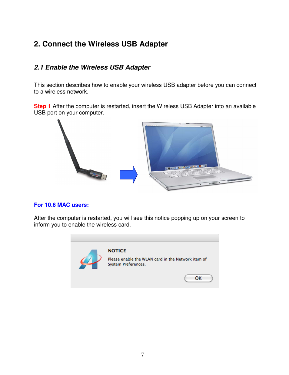 Connect the wireless usb adapter | Airlink101 AWLL5166HP User Manual | Page 7 / 15