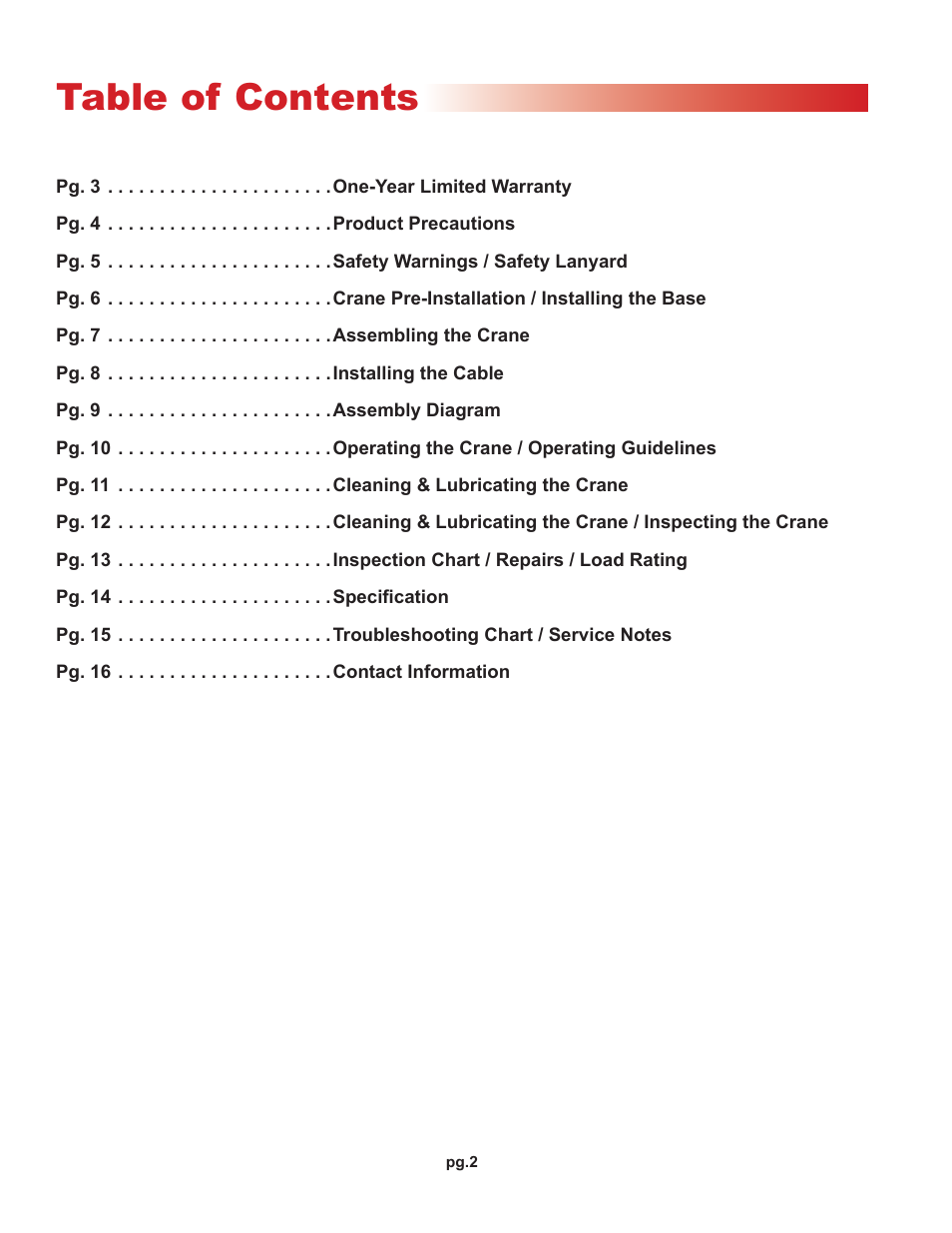 OZ Lifting Products CompOZite Davit Crane OM User Manual | Page 2 / 16