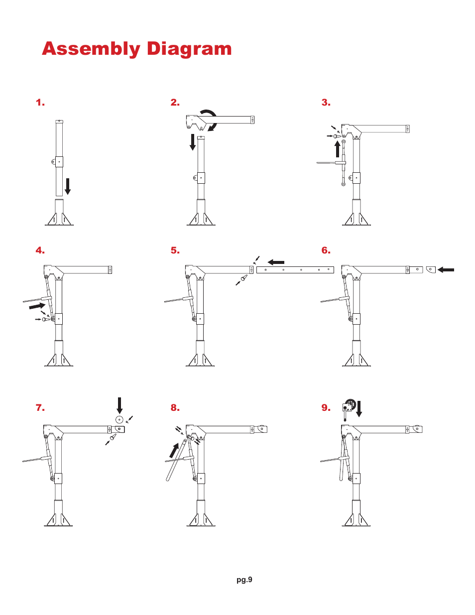 Assembly diagram | OZ Lifting Products CompOZite Davit Crane OM User Manual | Page 9 / 16