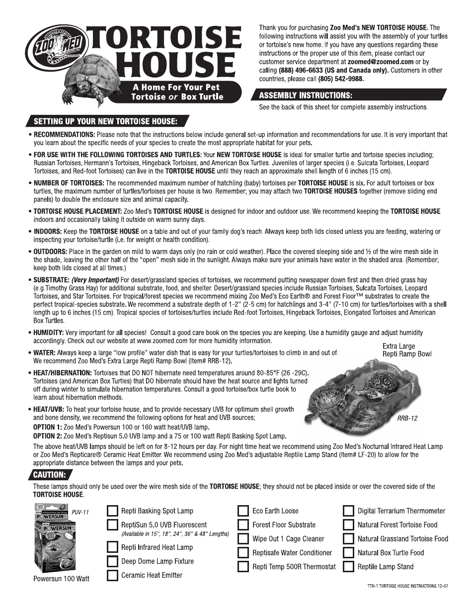 Zoo Med TTH-1_Tortoise_House User Manual | 2 pages