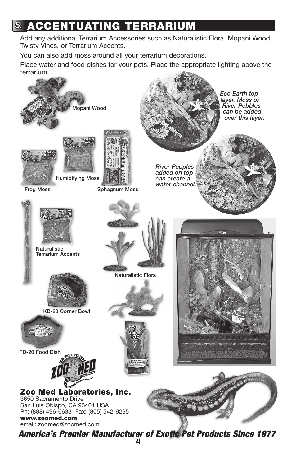 Accentuating terrarium, Zoo med laboratories, inc | Zoo Med WK-10 Terrarium Waterfall Kit User Manual | Page 4 / 4