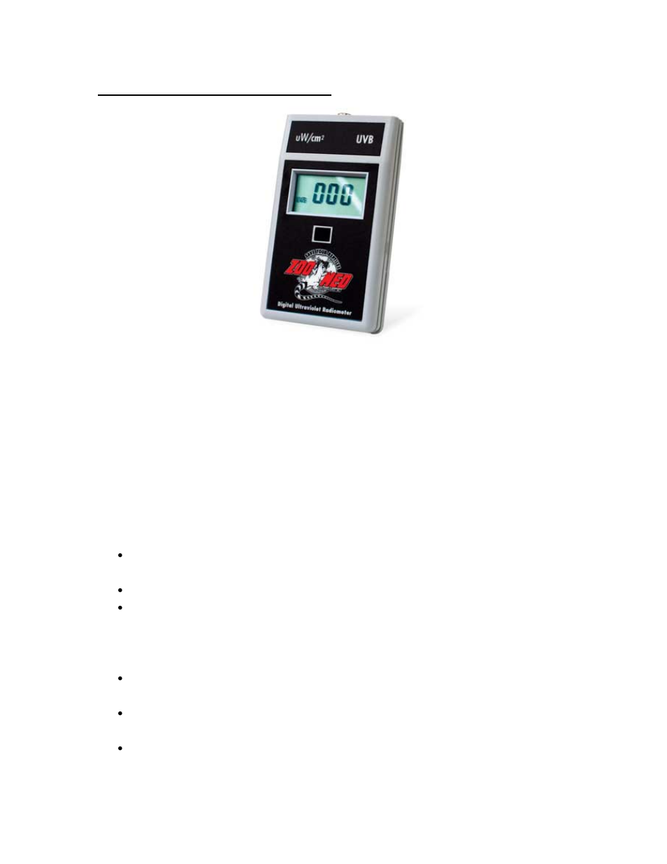 Zoo Med Digital UV Radiometer - UVB User Manual | 1 page