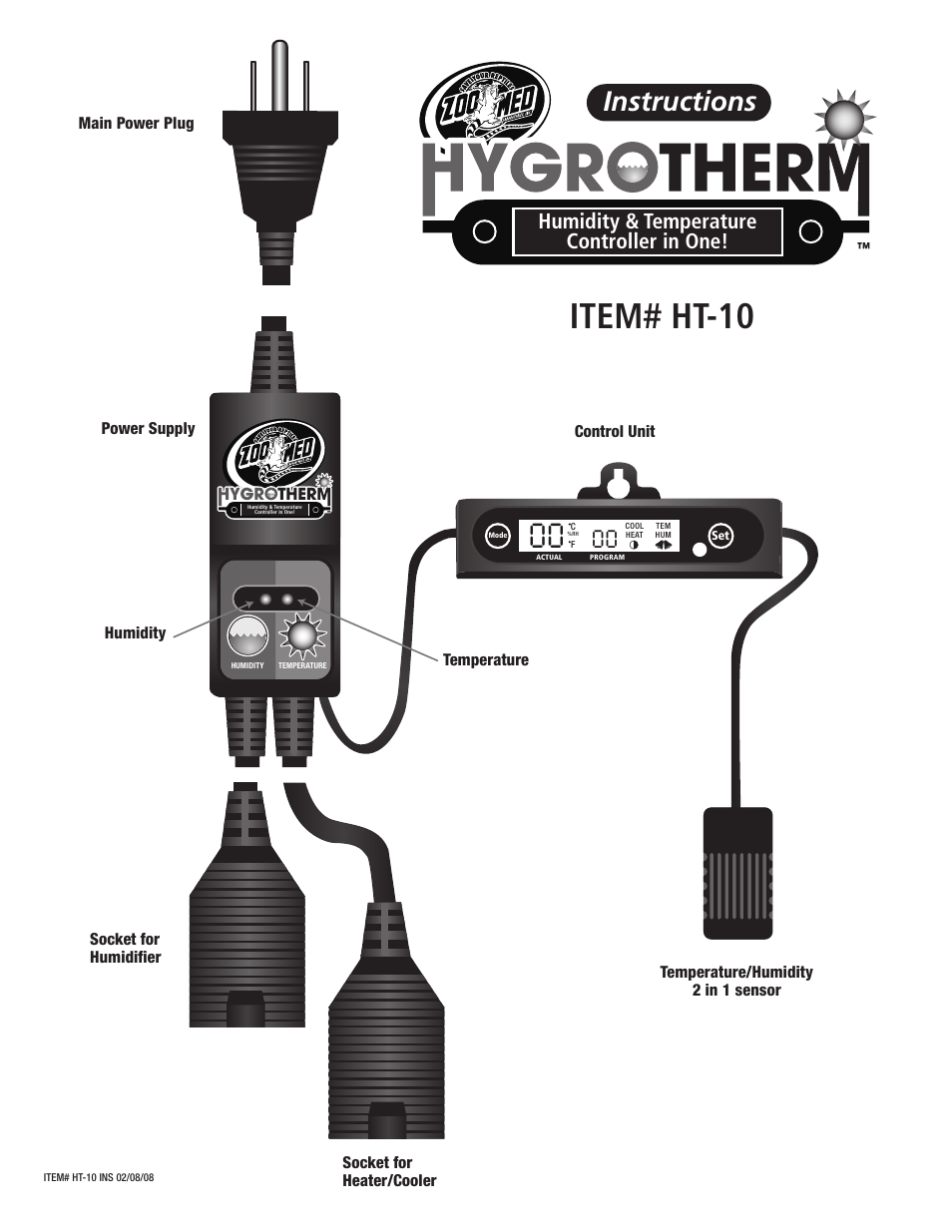 Zoo Med HygroTherm™ Humidity & Temperature Controller User Manual | 4 pages