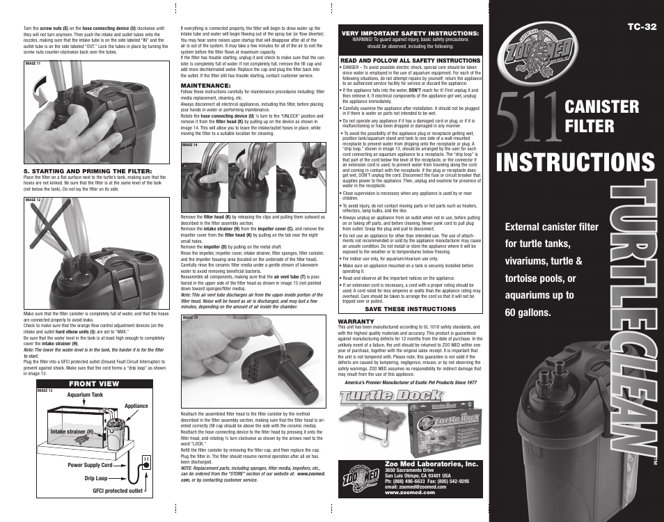 Zoo Med Turtle Clean™ 30 External Canister Filter User Manual | 2 pages