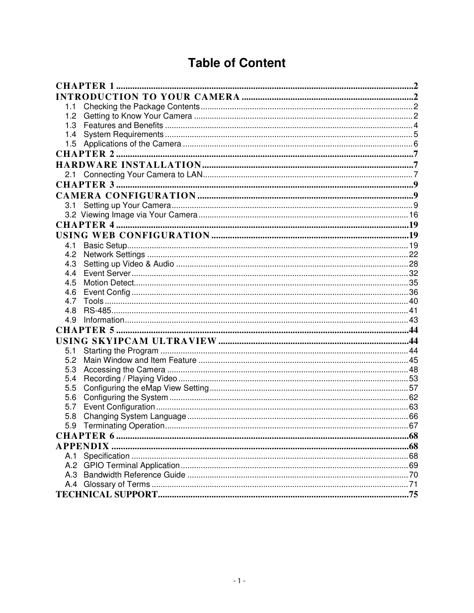 Table of content | Airlink101 AIC1620W User Manual | Page 2 / 76